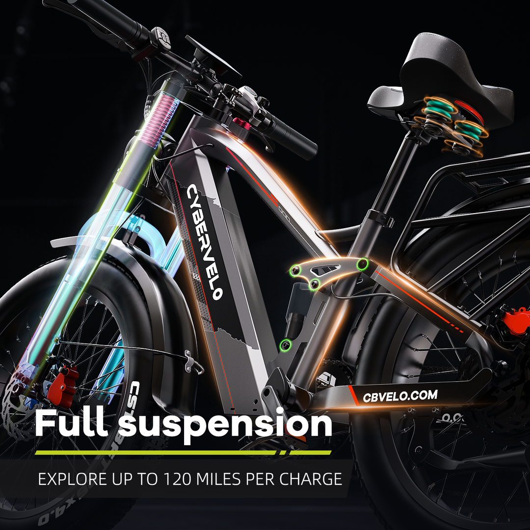 electric bicycle 120 miles Cybervelo EK9 Electric Bike 52V 40Ah Battery Ebike | 50MPH | 120 Miles