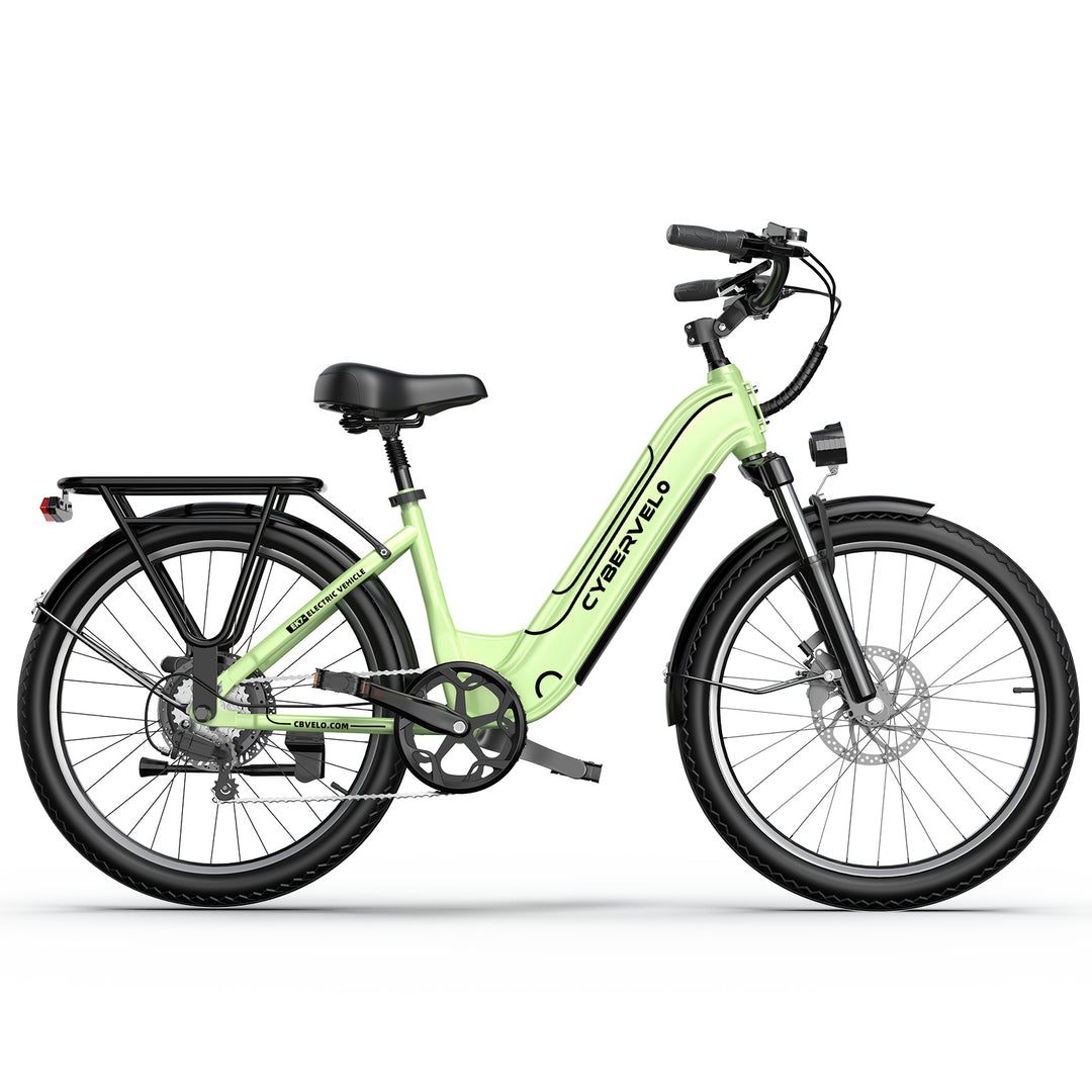 green electric bicycle Himiway A7 Pro City eBike| Best Commuter Bike for Sale Emerald Durable Frame Scout - Matte Army Green