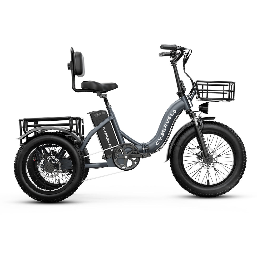 electric bicycle tricycle C16 Electric Tricycle 48V 20.8AH Gray